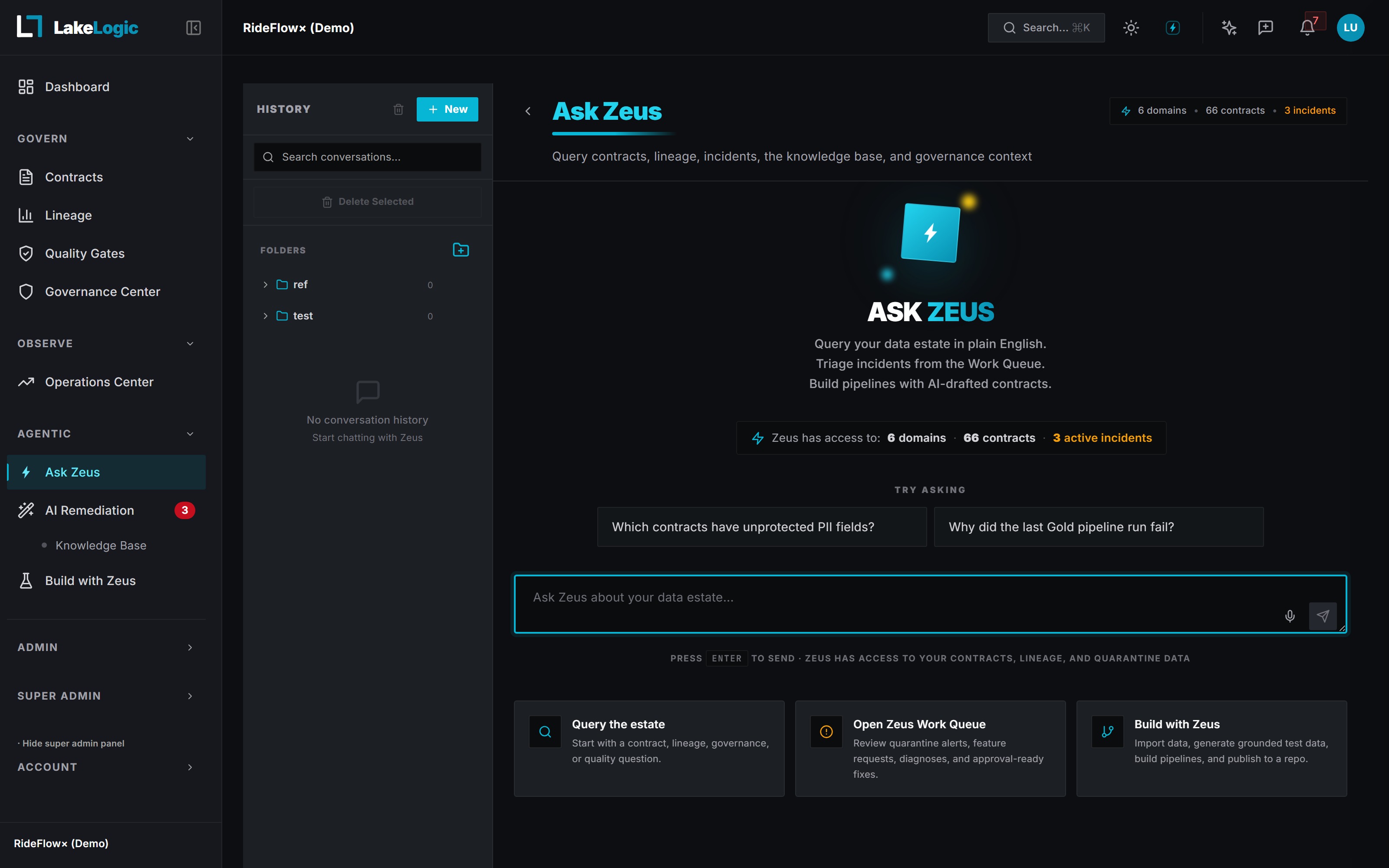 Ask Zeus walkthrough: natural-language query over the institutional memory